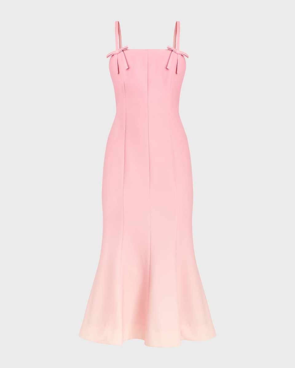 Calista Square-Neck Ombre Mermaid Midi Dress